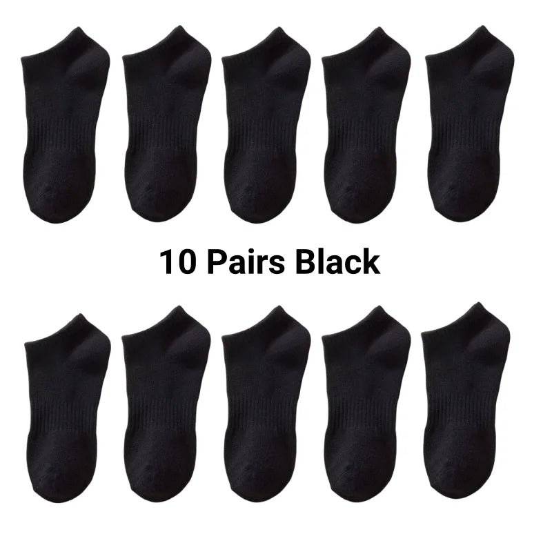 5/7/10 Pairs Solid Color Sports Socks High Elasticity Unisex Casual Breathable Socks for Office Sneakers Work All Seasons