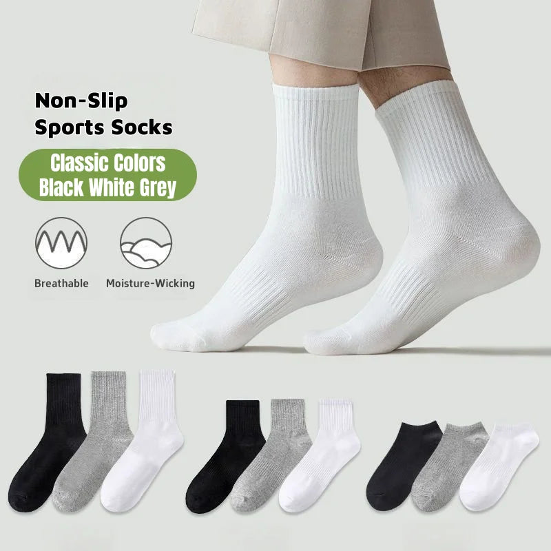 5/7/10 Pairs Solid Color Sports Socks High Elasticity Unisex Casual Breathable Socks for Office Sneakers Work All Seasons