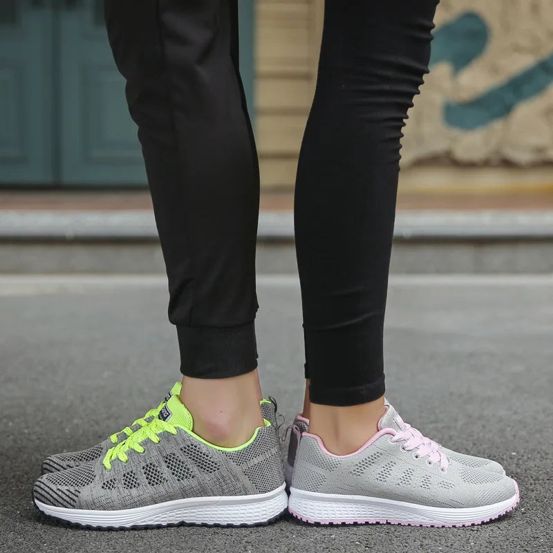 2025 Women Mesh Breathable Soft Sole Sneakers Lace Up Wedge Platform Shoes Ladies Outdoor Casual Sport Shoes