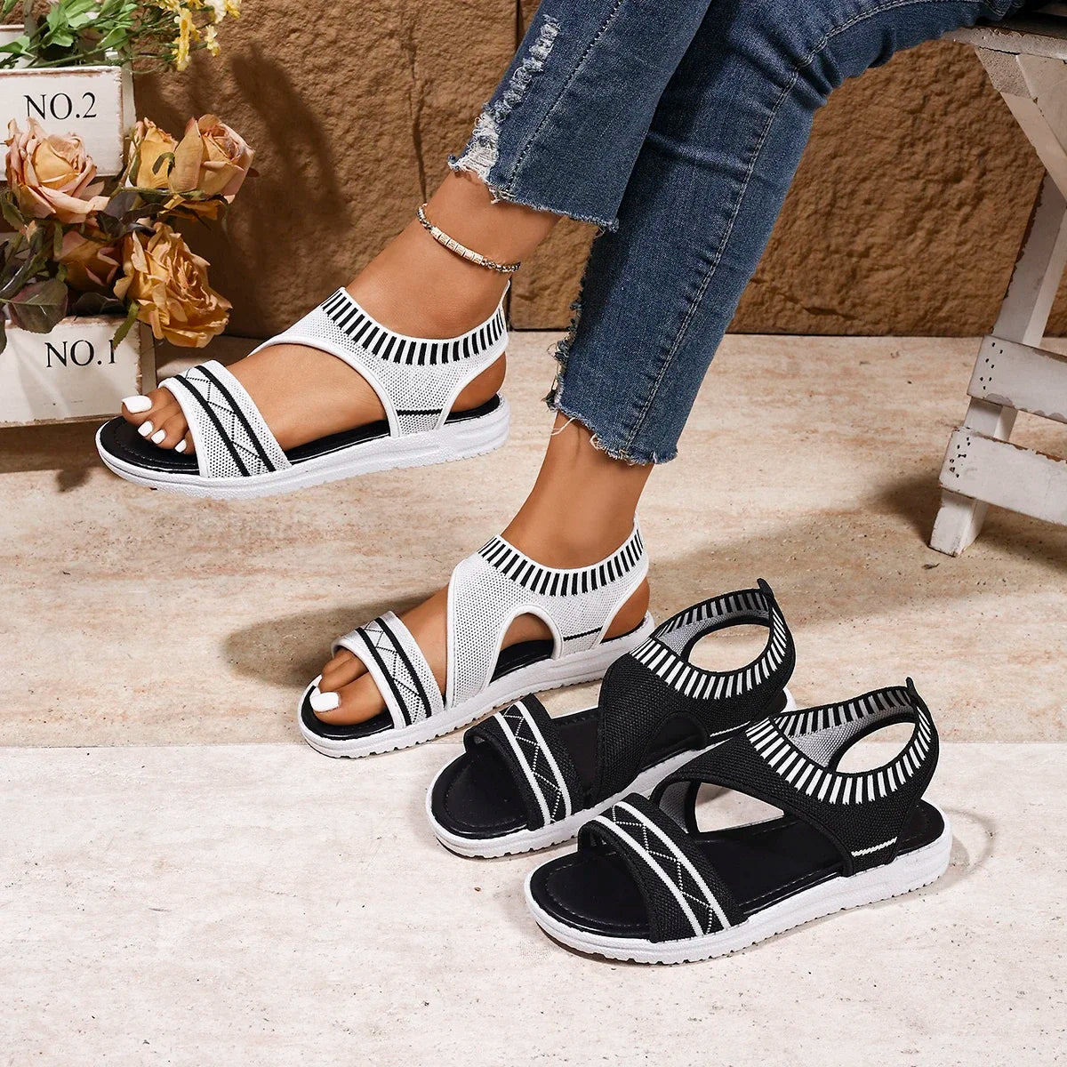 2025 Women Walking Sandals Breathable Comfort Shopping Ladies Shoes Wedge Heels Summer Platform Sandal Shoes Mujer Plus Size