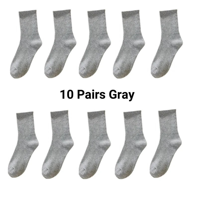 5/7/10 Pairs Solid Color Sports Socks High Elasticity Unisex Casual Breathable Socks for Office Sneakers Work All Seasons