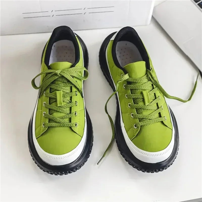 2024 Autumn Thick Soles with Niche Original Fashion Shoes Casual Increase Hong Kong Style Board Shoes Men Sneakers