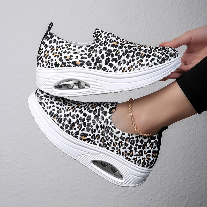 2025 Air Cushion Ladies Casual Sports Shoes Breathable Comfortable Wedge Heel Thick Sole Sneakers Lace-up Walking Shoes 36-42