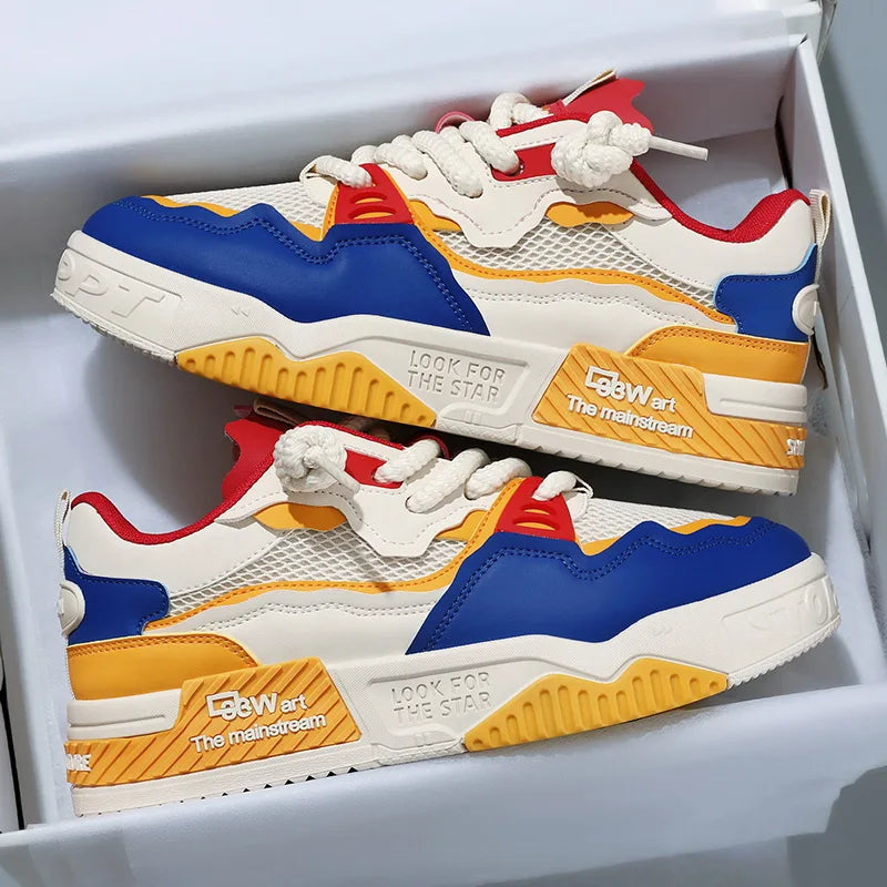 2025 new large-sized men's shoes, all-season fashion and versatile, soft-soled white sneakers and sports shoes