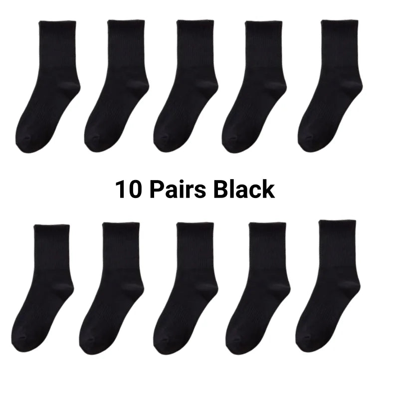 5/7/10 Pairs Solid Color Sports Socks High Elasticity Unisex Casual Breathable Socks for Office Sneakers Work All Seasons