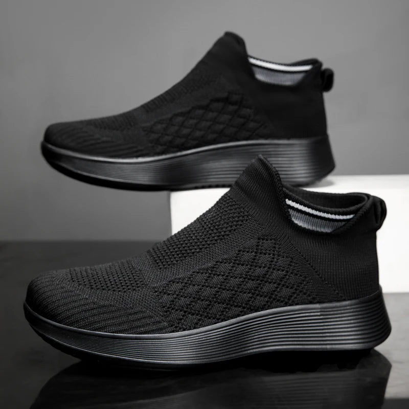 2025 Women's Casual Sneakers Shoes Fashion Fly Knitting Breathable Mesh Elevator Shoes Slip On Shoes Unsiex Loafers Large Size