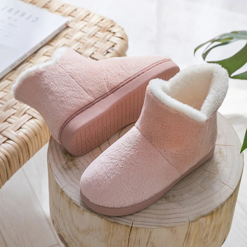 2025 Winter Warm Shoes Woman Men Indoor Slippers Soft Plus Couples Home Floor Snow Boots Anti-slip Female House Footwear