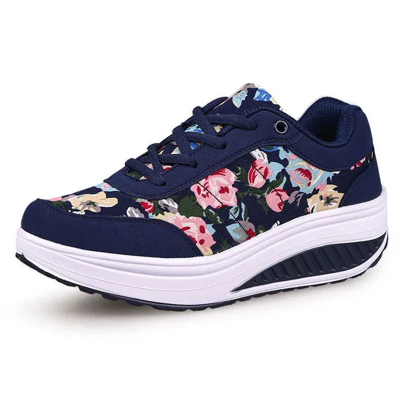 2025 Autumn Women Casual Shoes Fashion Breathable Walking Wedge Shoes Women Sneakers Printed Ladies Shoes Tenis Feminino WSH3302