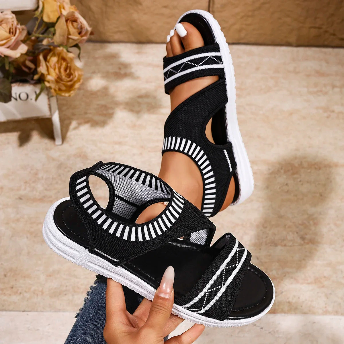 2025 Women Walking Sandals Breathable Comfort Shopping Ladies Shoes Wedge Heels Summer Platform Sandal Shoes Mujer Plus Size