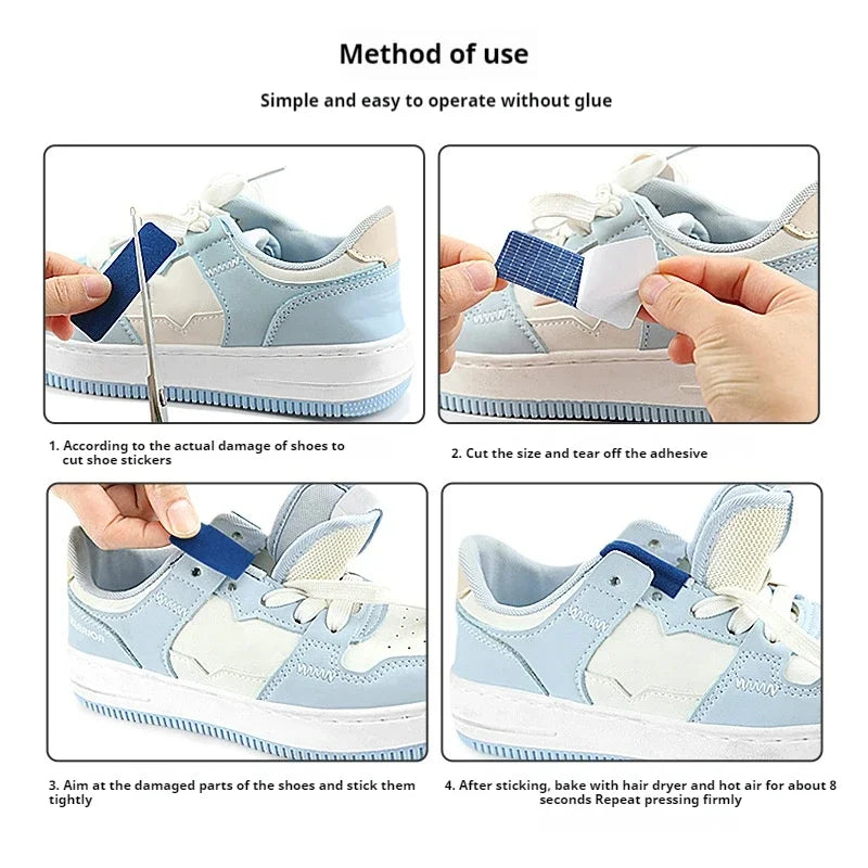 6pcs Sports Shoe Patches for Damaged Side Edges Inner Lining & Heel Wear - Shoe Repair Stickers for Extended Footwear Life