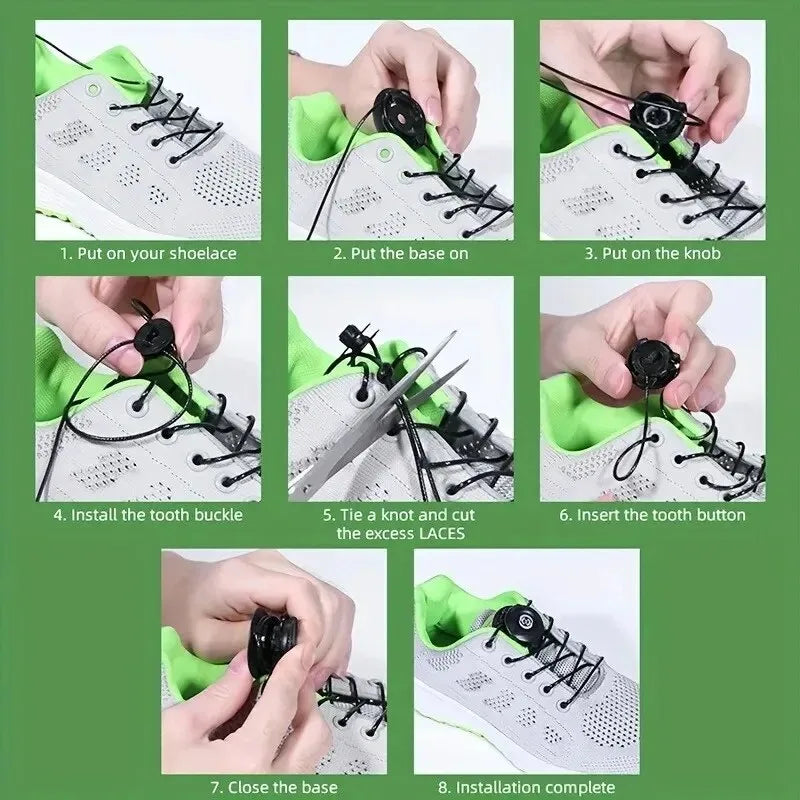 1pair Metal Wire Swivel Automatic Buckle Rope Sneaker ShoeLaces for Kids/Adult No Tie Shoe Laces Quick Lock Shoestrings Sneakers