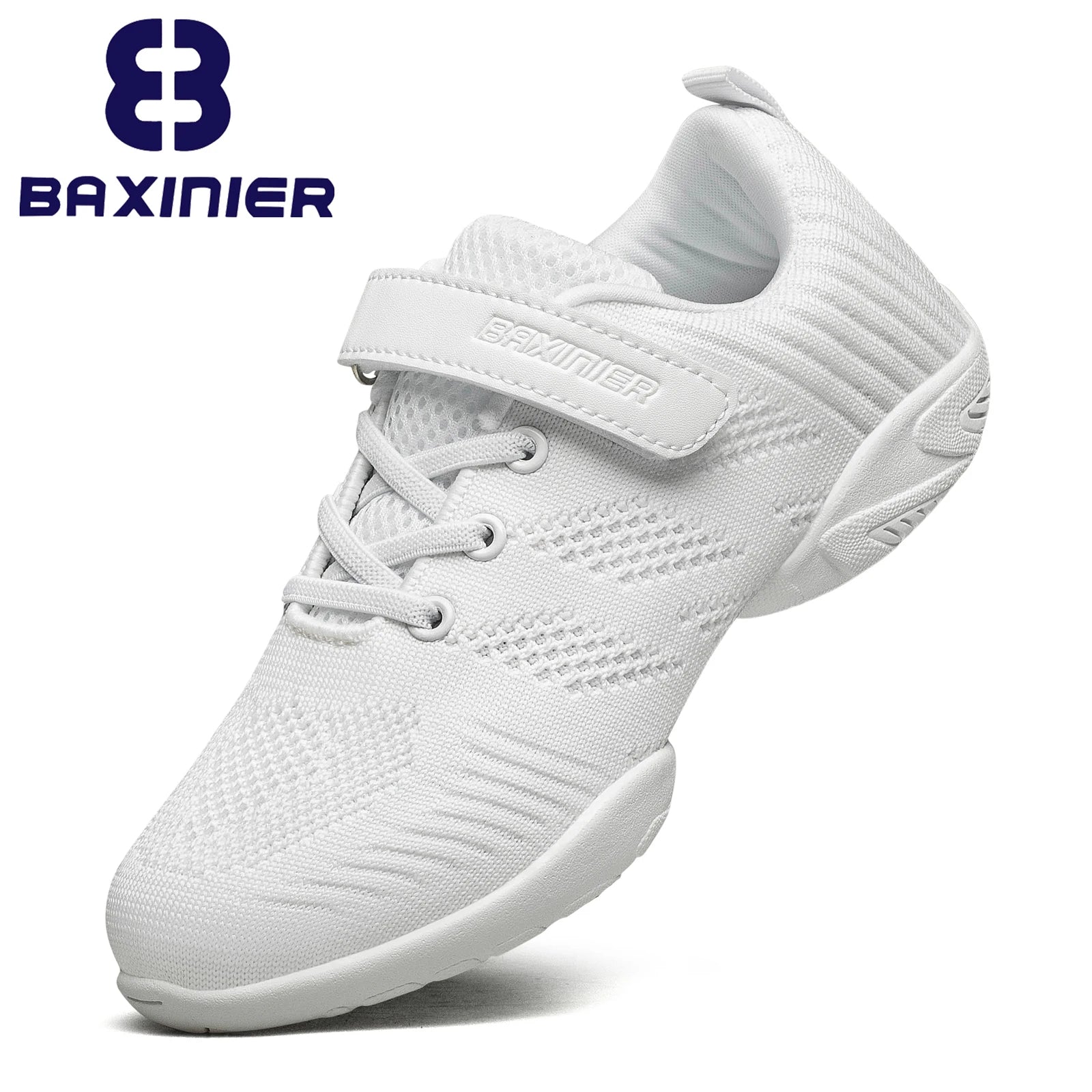 BAXINIER Girls White Cheerleading Dance Shoes Breathable Youth Cheer Shoes Competition Sneakers Athletic Training Tennis  Shoes