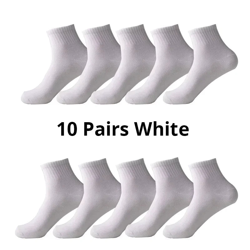 5/7/10 Pairs Solid Color Sports Socks High Elasticity Unisex Casual Breathable Socks for Office Sneakers Work All Seasons