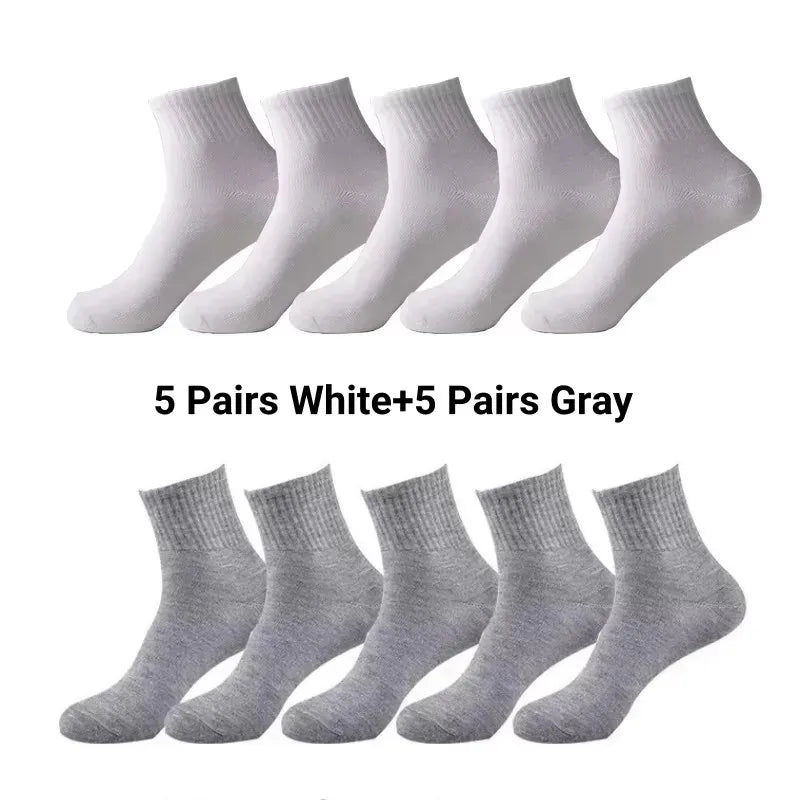 5/7/10 Pairs Solid Color Sports Socks High Elasticity Unisex Casual Breathable Socks for Office Sneakers Work All Seasons