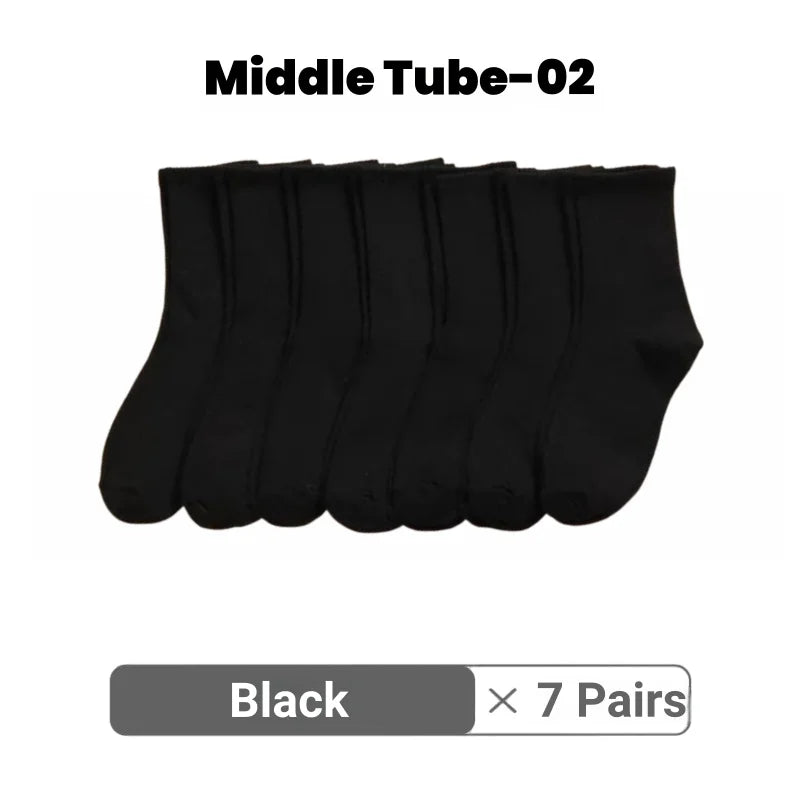 5/7/10 Pairs Solid Color Sports Socks High Elasticity Unisex Casual Breathable Socks for Office Sneakers Work All Seasons