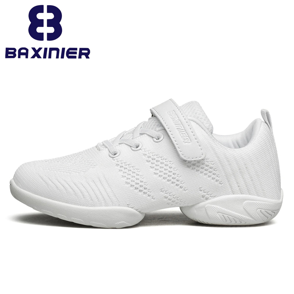 BAXINIER Girls White Cheerleading Dance Shoes Breathable Youth Cheer Shoes Competition Sneakers Athletic Training Tennis  Shoes