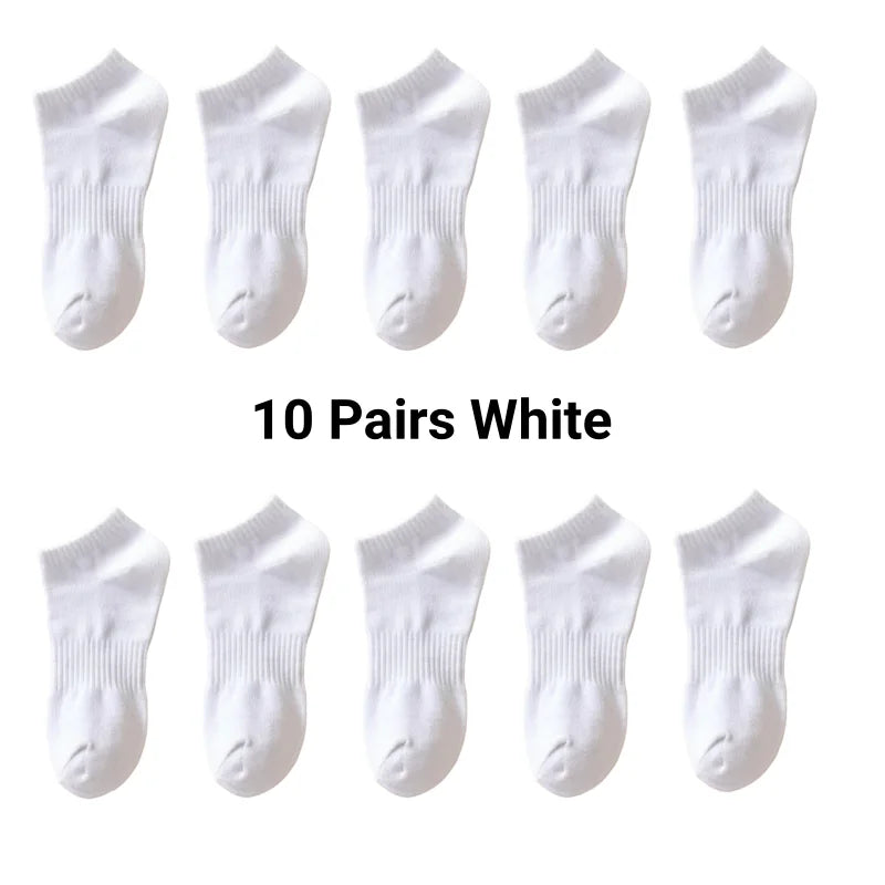 5/7/10 Pairs Solid Color Sports Socks High Elasticity Unisex Casual Breathable Socks for Office Sneakers Work All Seasons