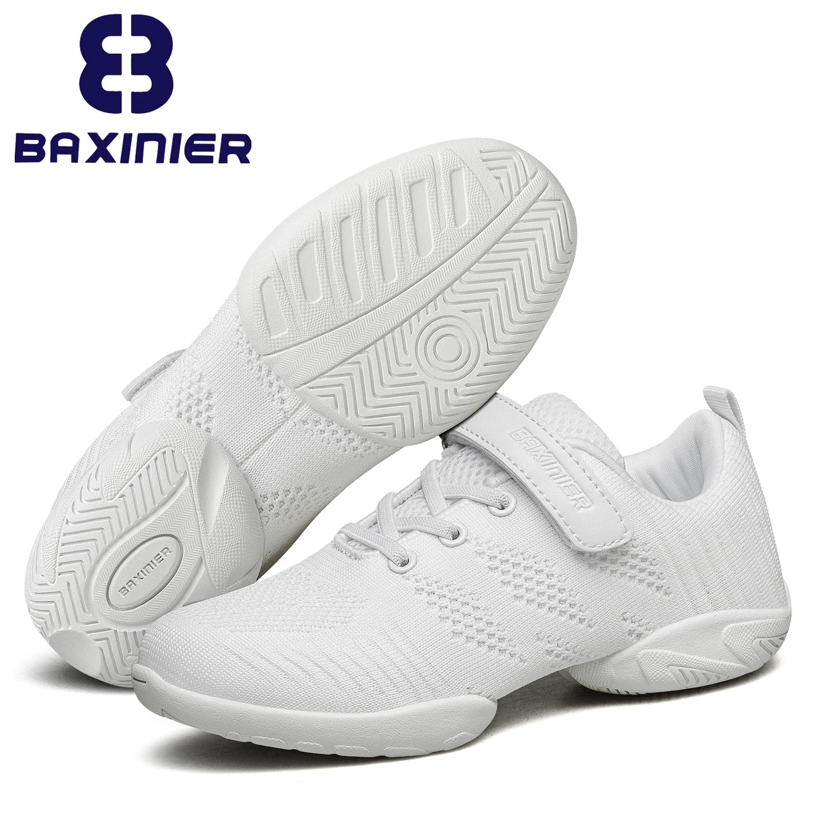 BAXINIER Girls White Cheerleading Dance Shoes Breathable Youth Cheer Shoes Competition Sneakers Athletic Training Tennis  Shoes