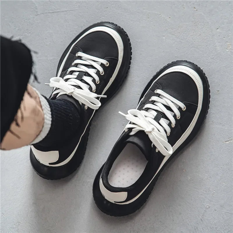 2024 Autumn Thick Soles with Niche Original Fashion Shoes Casual Increase Hong Kong Style Board Shoes Men Sneakers