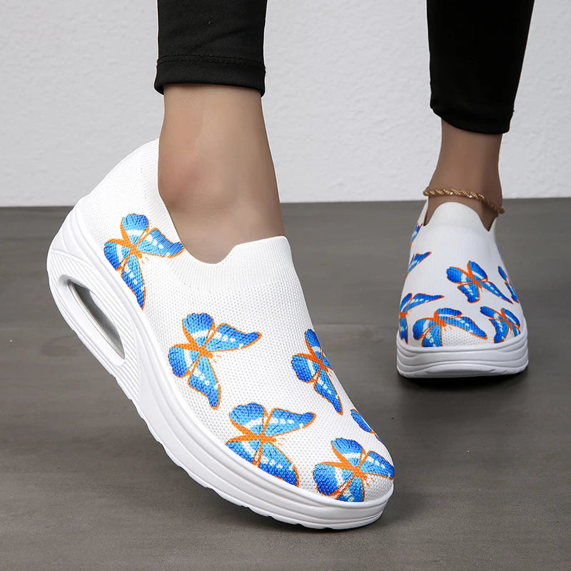 2025 Air Cushion Ladies Casual Sports Shoes Breathable Comfortable Wedge Heel Thick Sole Sneakers Lace-up Walking Shoes 36-42