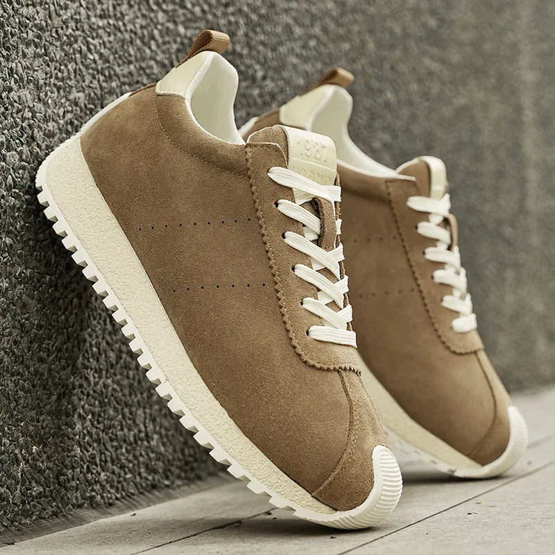 2025 Comfortable Low Cut Suede Leather Green Platform Trainers Sporty Zapatillas Deporte Shoes Retro Men's Casual Sneakers