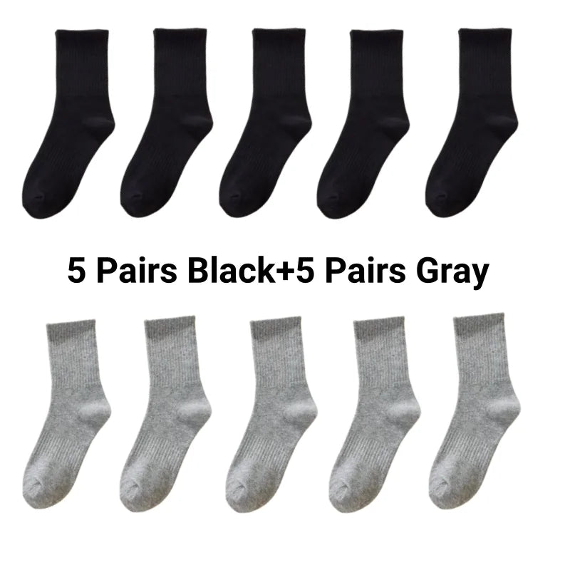 5/7/10 Pairs Solid Color Sports Socks High Elasticity Unisex Casual Breathable Socks for Office Sneakers Work All Seasons
