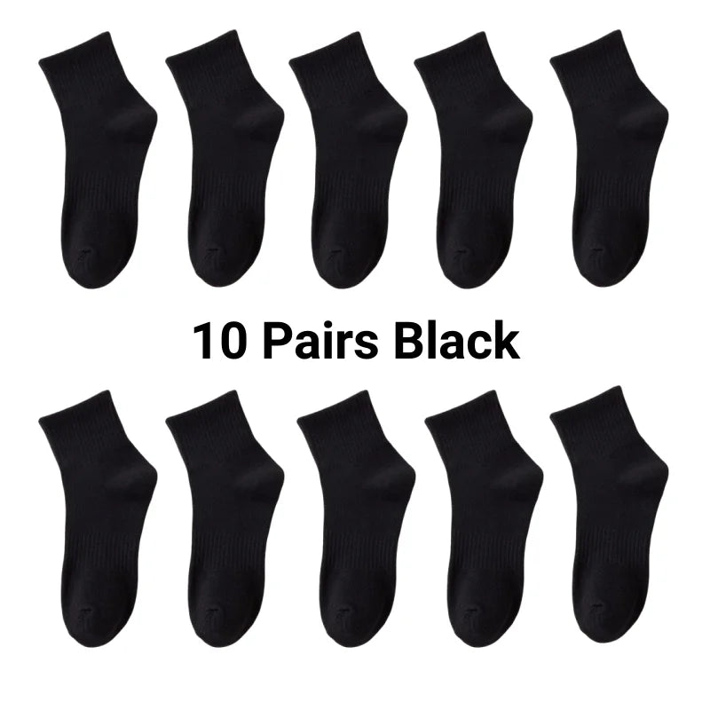 5/7/10 Pairs Solid Color Sports Socks High Elasticity Unisex Casual Breathable Socks for Office Sneakers Work All Seasons
