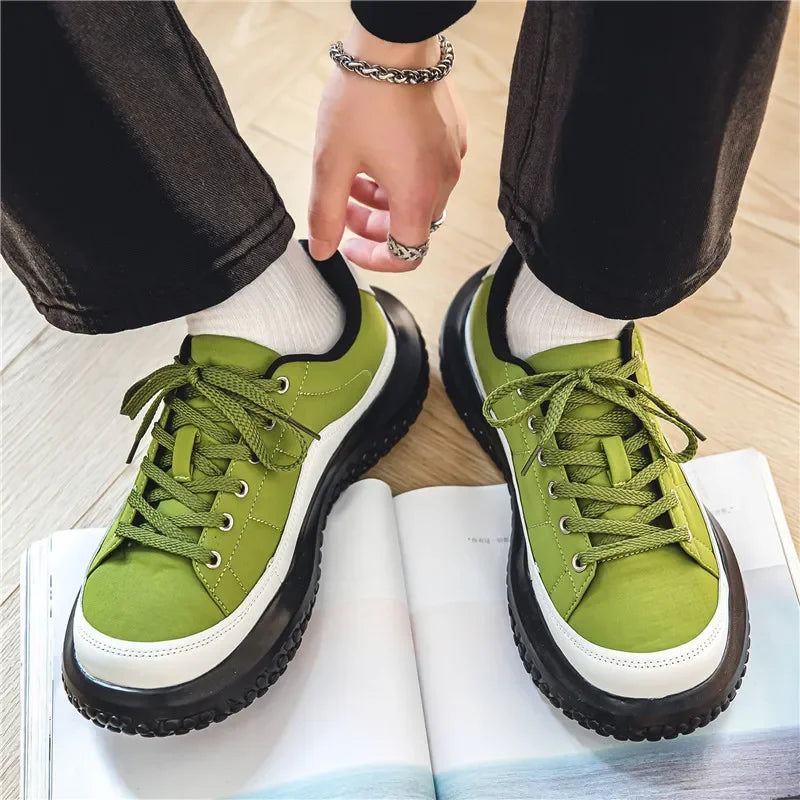 2024 Autumn Thick Soles with Niche Original Fashion Shoes Casual Increase Hong Kong Style Board Shoes Men Sneakers