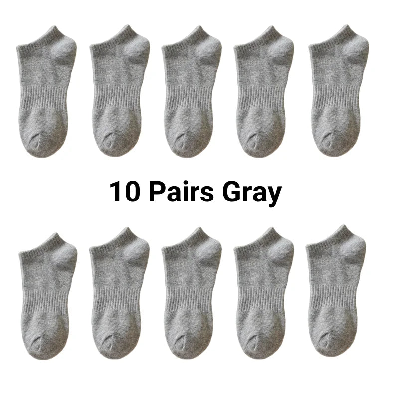 5/7/10 Pairs Solid Color Sports Socks High Elasticity Unisex Casual Breathable Socks for Office Sneakers Work All Seasons