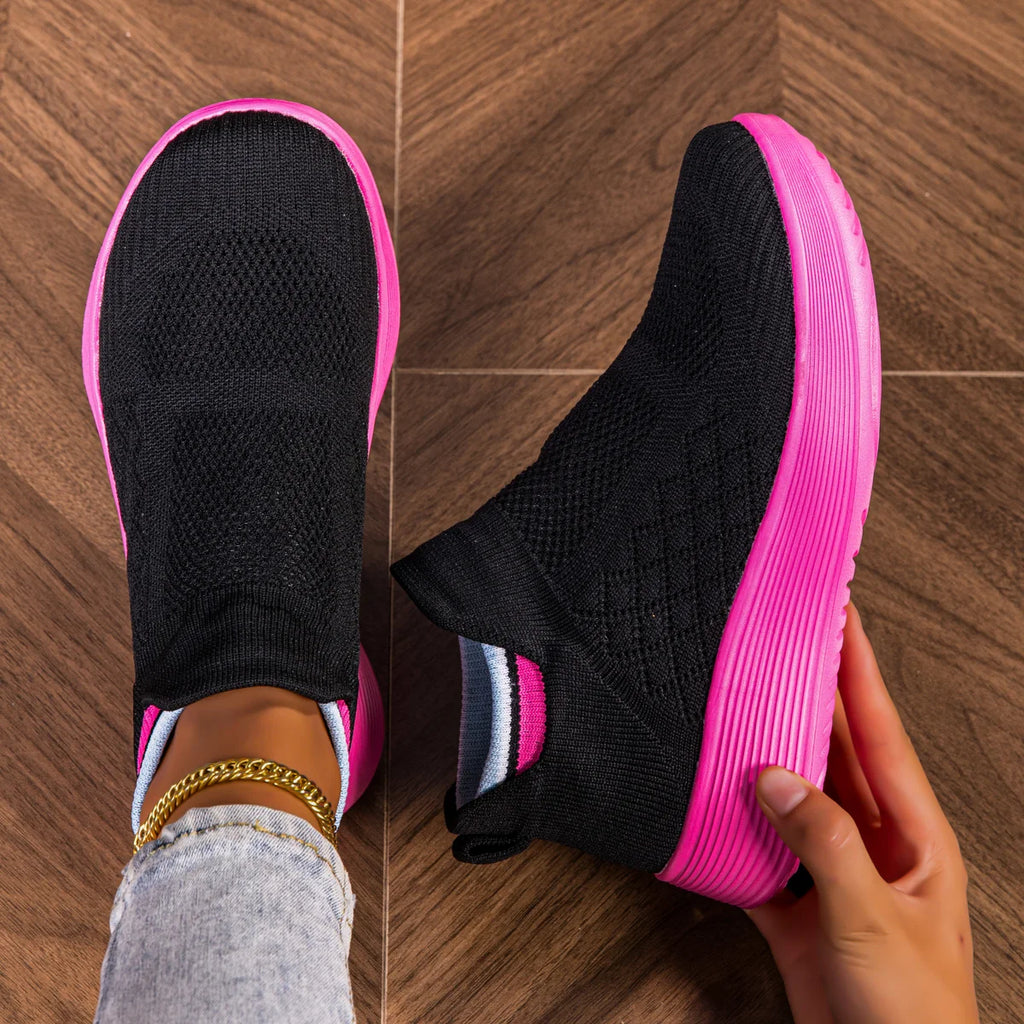 2025 Women's Casual Sneakers Shoes Fashion Fly Knitting Breathable Mesh Elevator Shoes Slip On Shoes Unsiex Loafers Large Size