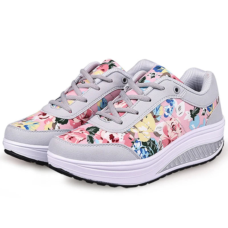 2025 Autumn Women Casual Shoes Fashion Breathable Walking Wedge Shoes Women Sneakers Printed Ladies Shoes Tenis Feminino WSH3302
